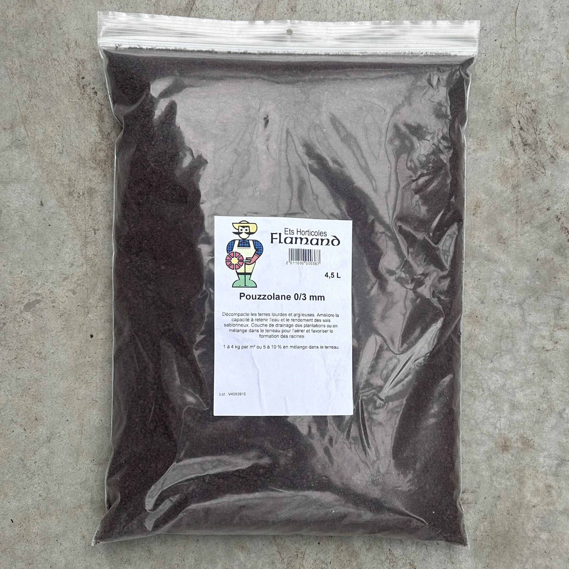 Pouzzolane 0/3 mm 4,5 L